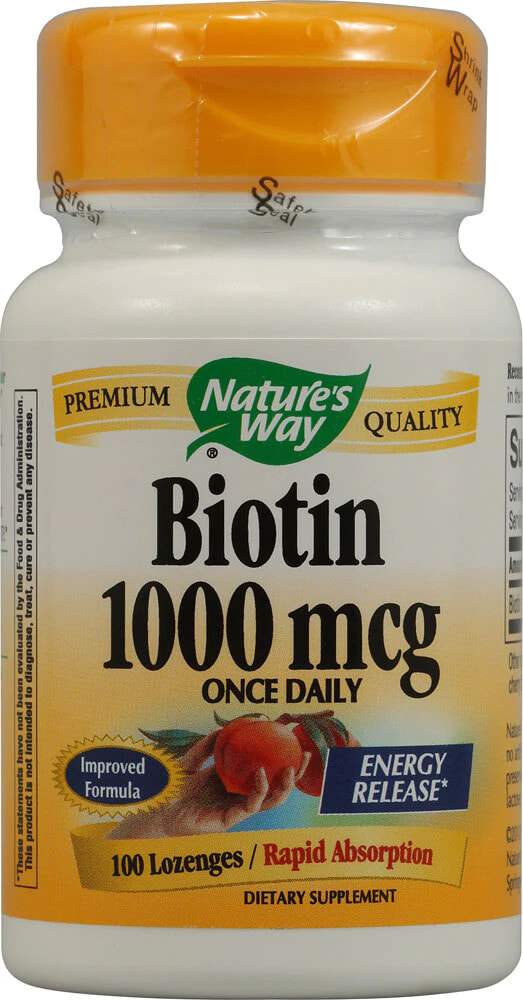 Nature's Way Biotin Cherry Биотин 1000 мкг со вкусом вишни 100 веганских леденцов