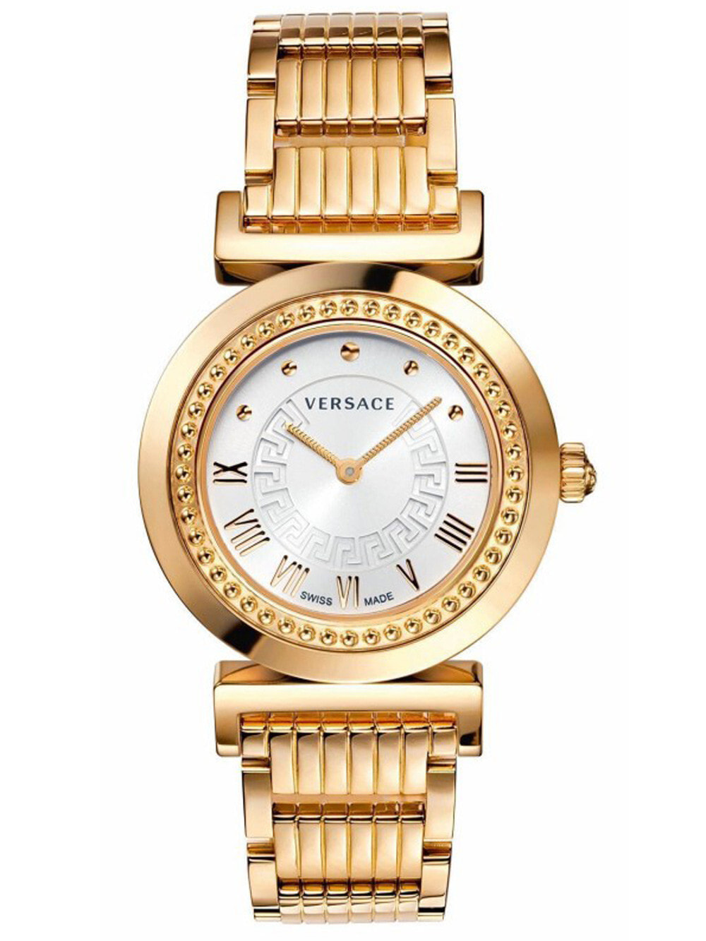 Женские наручные кварцевые часы Versace Циферблат часов украшен логотипом Versace.  Браслет стальной с IP покрытием. Водозащита 30WR. Стекло сапфировое.