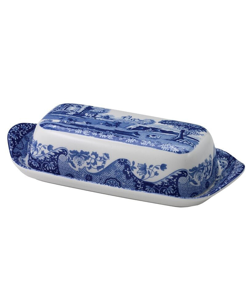 Spode dinnerware, Blue Italian Covered Butter Dish