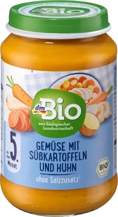 Menü Gemüse mit Süßkartoffeln und Huhn ab dem 5. Monat, 190 g