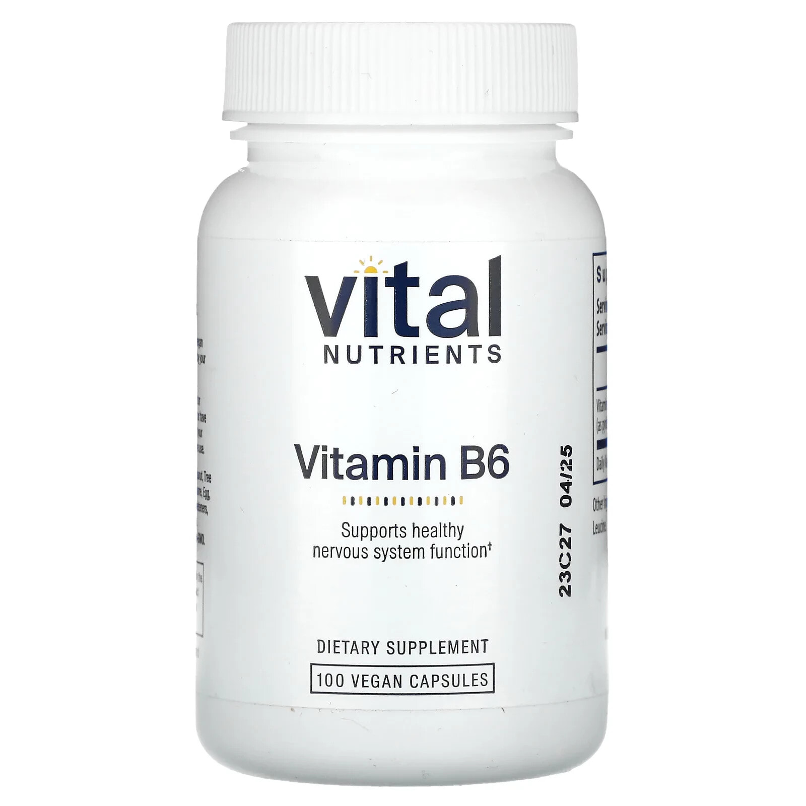 Vital Nutrients, Vitamin B6, 100 Vegan Capsules