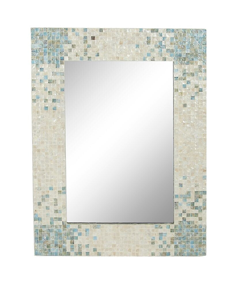 Rosemary Lane grey Coastal Mother of Pearl Wall Mirror, 36 x 48