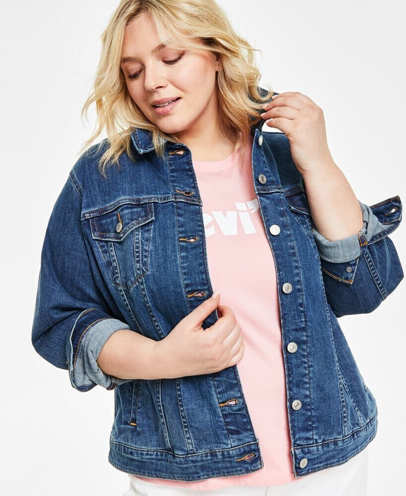 Levi's plus Size Button-Down Original Denim Trucker Jacket