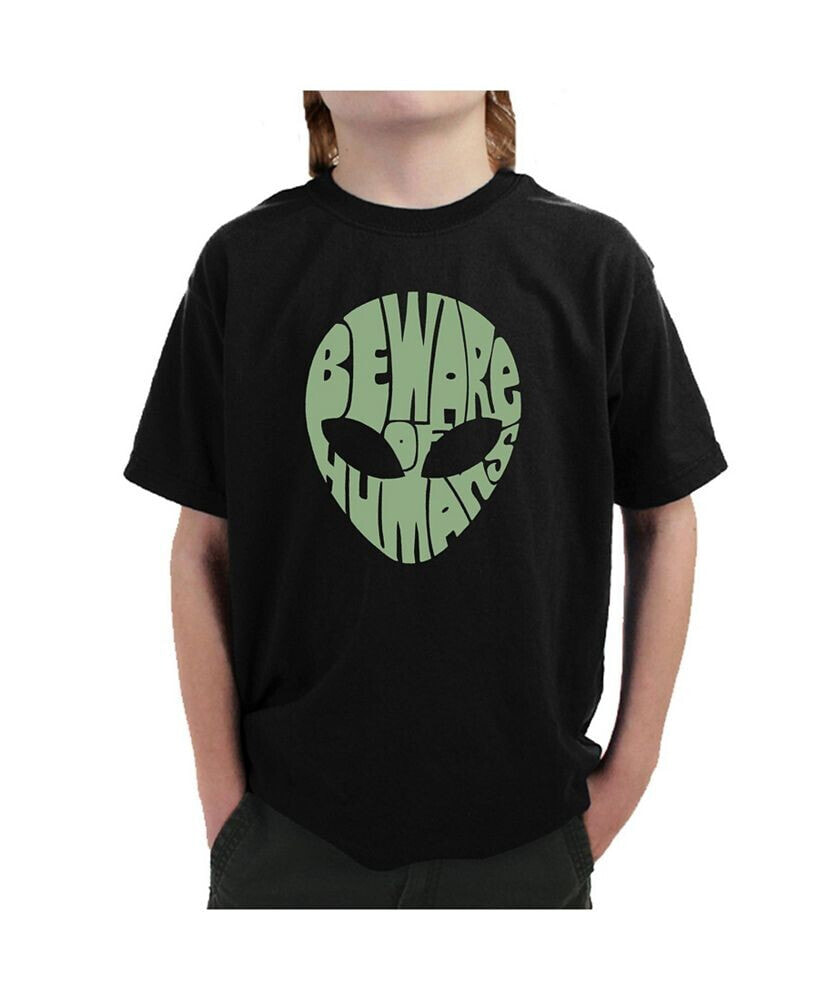 LA Pop Art big Boy's Word Art T-shirt - Beware of Humans