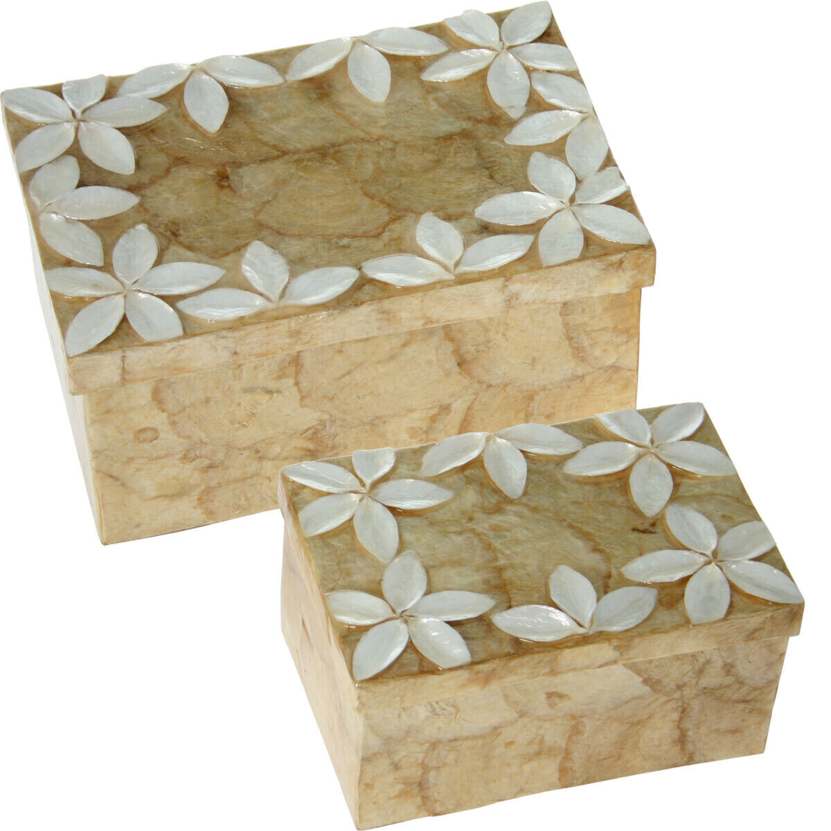 Set of decorative boxes Alexandra House Living Brown Mother of pearl 2 Pieces