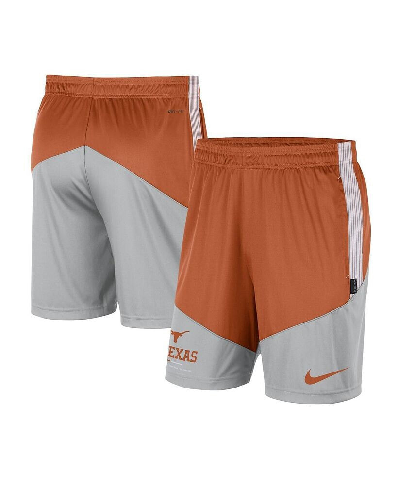 Nike men's Texas Orange, Gray Texas Longhorns Team Performance Knit Shorts