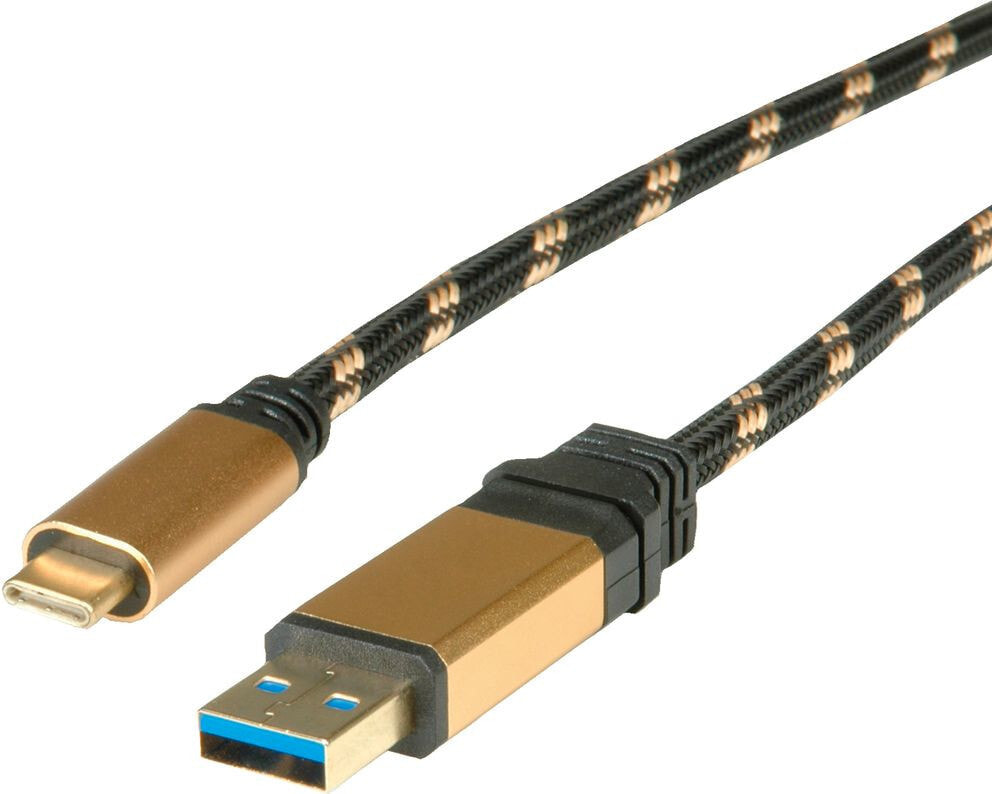 ROLINE USB 1m USB кабель 3.2 Gen 2 (3.1 Gen 2) USB A USB C Черный, Золото 11.02.9013