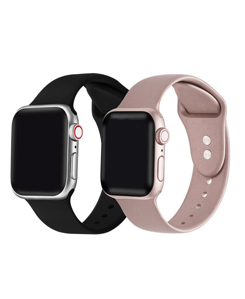 Posh Tech men's and Women's Rose Gold Metallic 2 Piece Silicone Band for Apple Watch 42mm