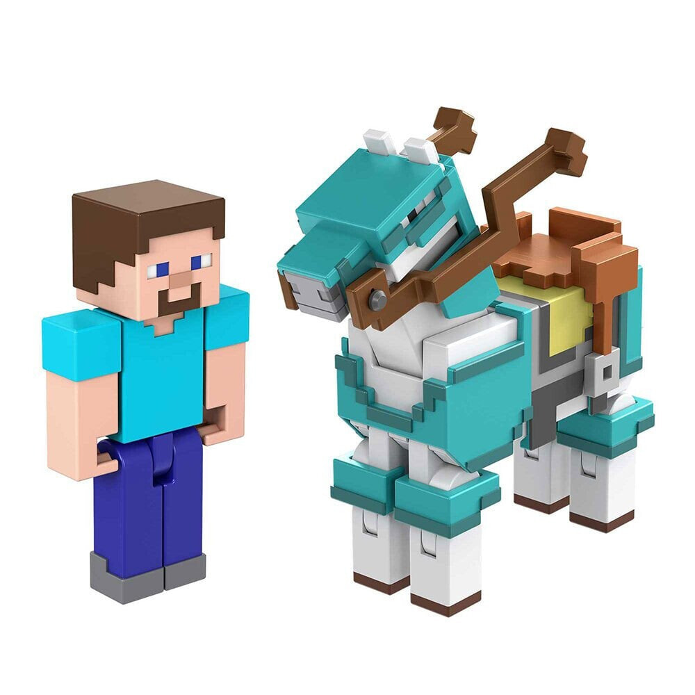 MINECRAFT Steve And Horse With Armor Figure