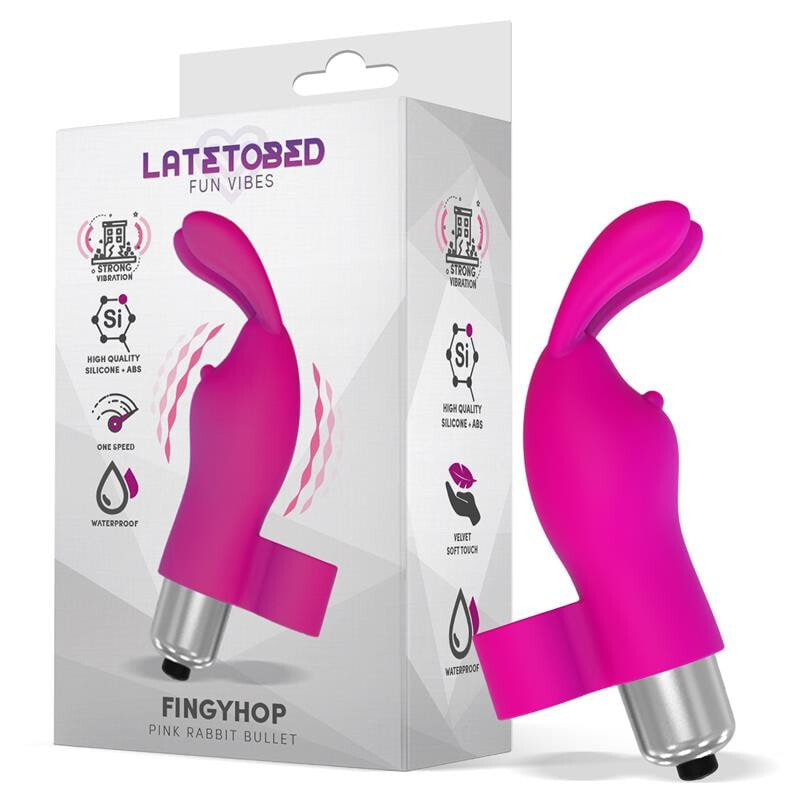Виброяйцо или вибропуля LATETOBED Fingyhop Vibrating Bullet with Rabbit Silicone Pink
