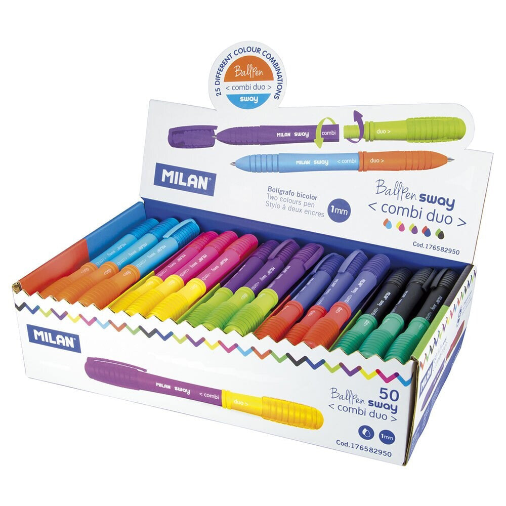 MILAN Display Box 50 Sway Combi Duo Pens Assorted Colours