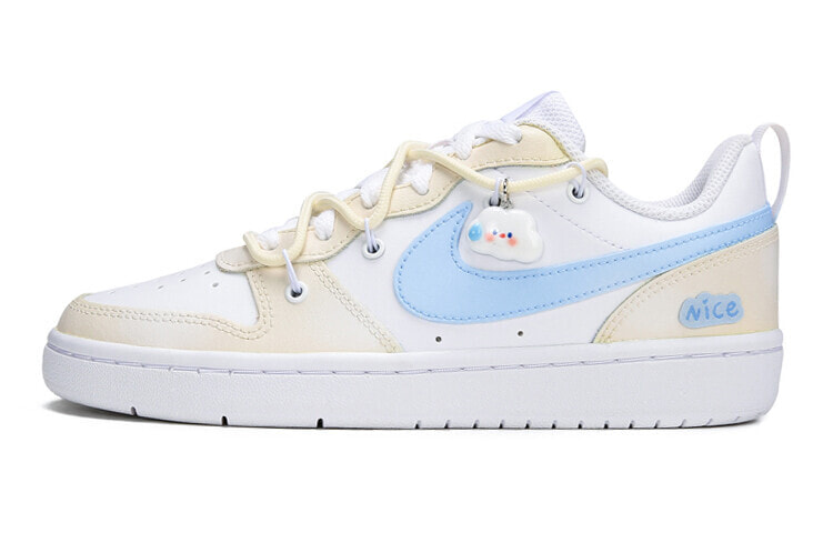 【定制球鞋】 Nike Court Borough Low GS 云朵奶芙 解构鞋带 小清新 百搭 防滑耐磨 低帮 板鞋 大童 蓝黄 / Кроссовки Nike Court Borough Low GS BQ5448-100