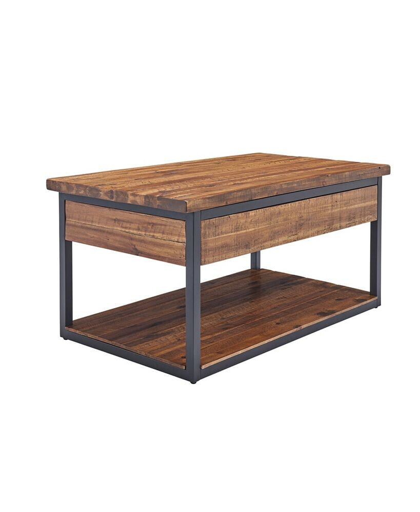 Alaterre Furniture claremont Rustic Wood Coffee Table with Low Shelf