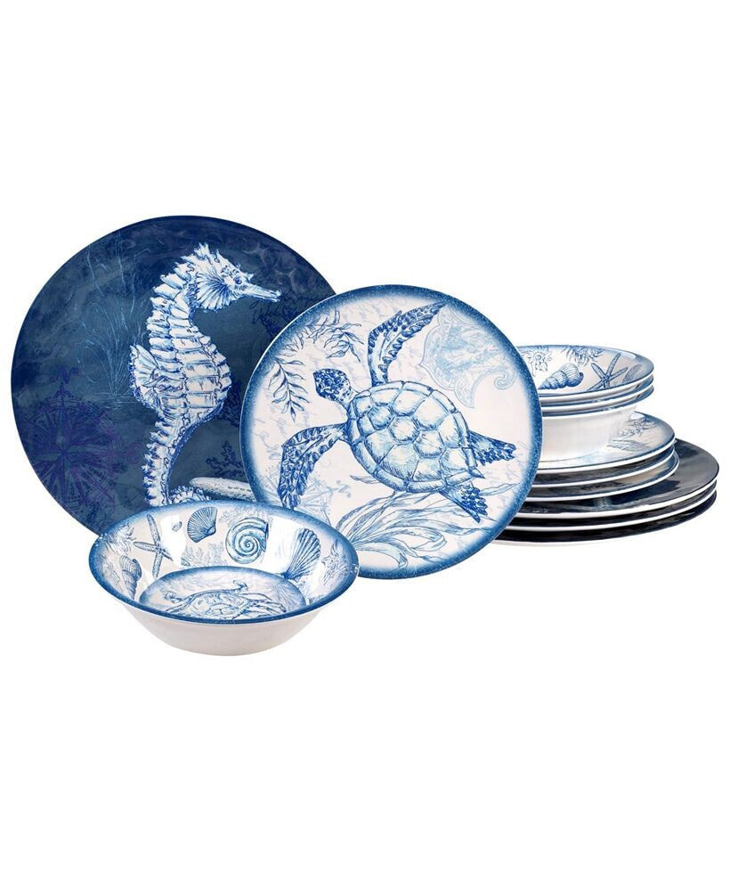 Certified International oceanic Melamine 12-Pc. Dinnerware Set