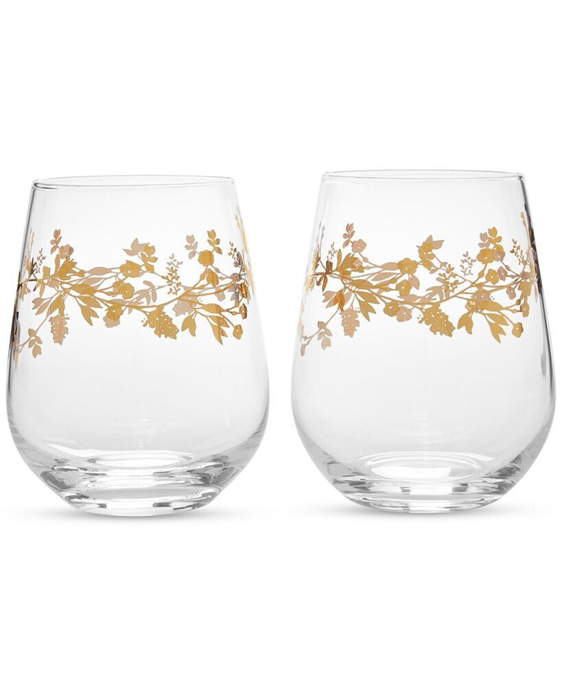 Charter Club gilded Stemless Wine Glass, Set of 2, Created for Macy's