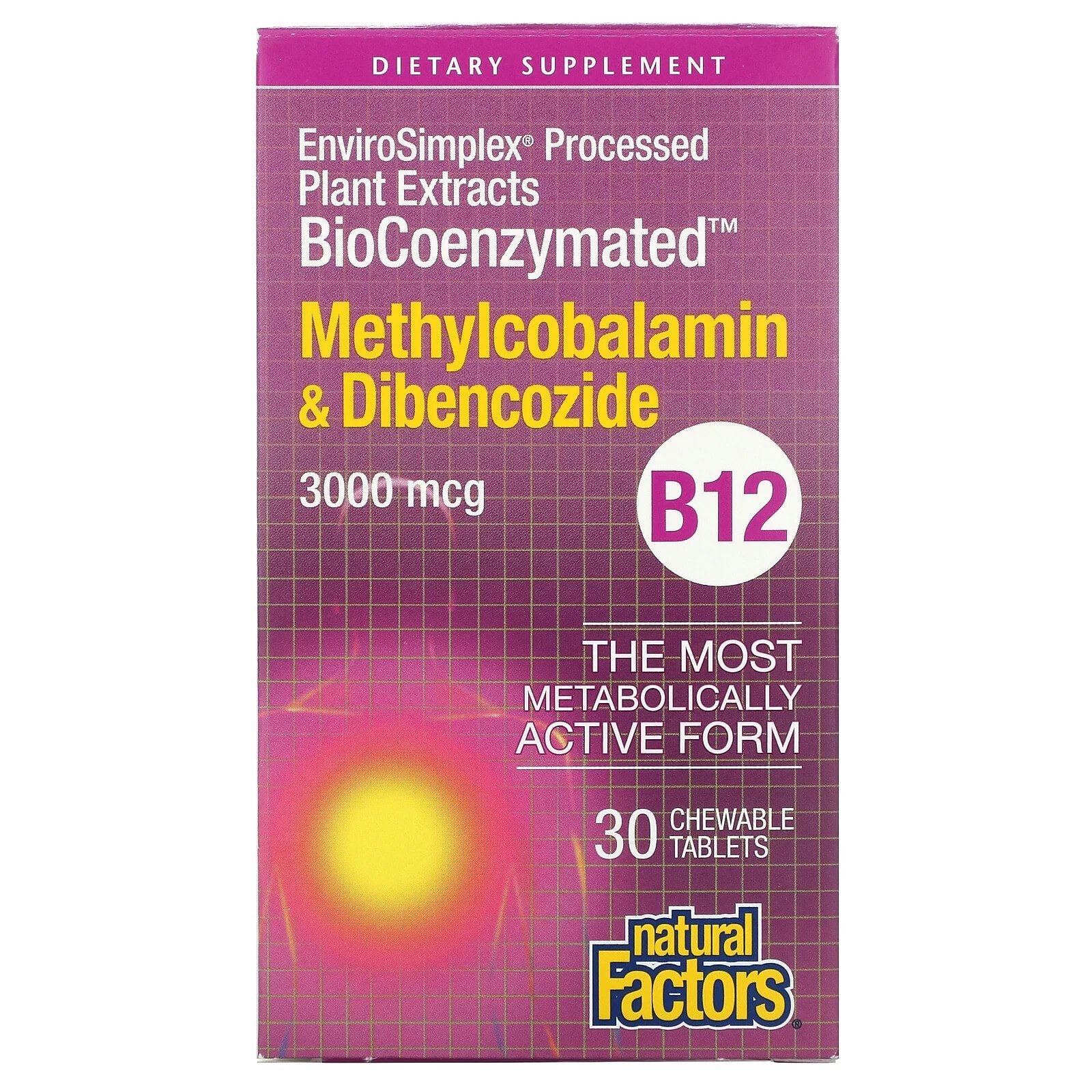 BioCoenzymated, B12, Methylcobalamin & Dibencozide, 3,000 mcg, 30 Chewable Tablets