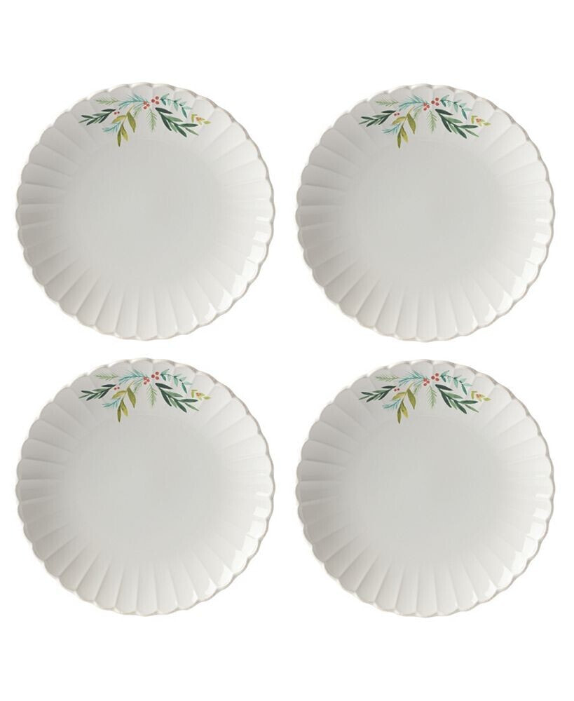 French Perle Berry Holiday Dinner Plates Set, Set of 4