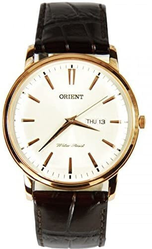 Мужские  часы с черным кожаным ремешком Orient FUG1R005W6 Mens Watch