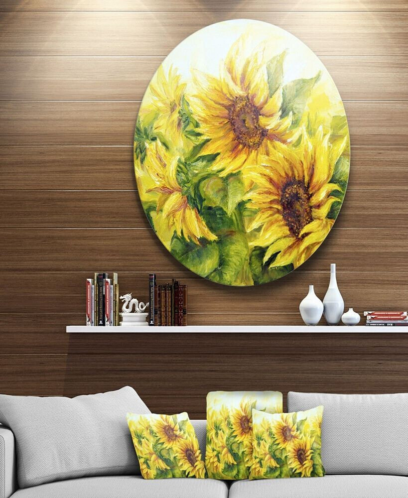 Design Art designart 'Bright Yellow Sunny Sunflowers' Floral Metal Artwork - 23