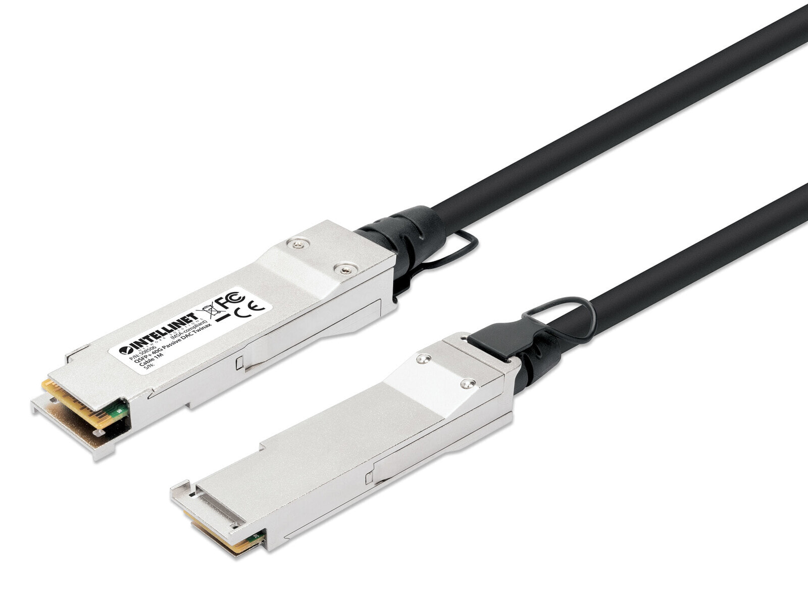 Intellinet 508506 InfiniBand/fibre optic cable 1 m QSFP+ Черный, Серебристый