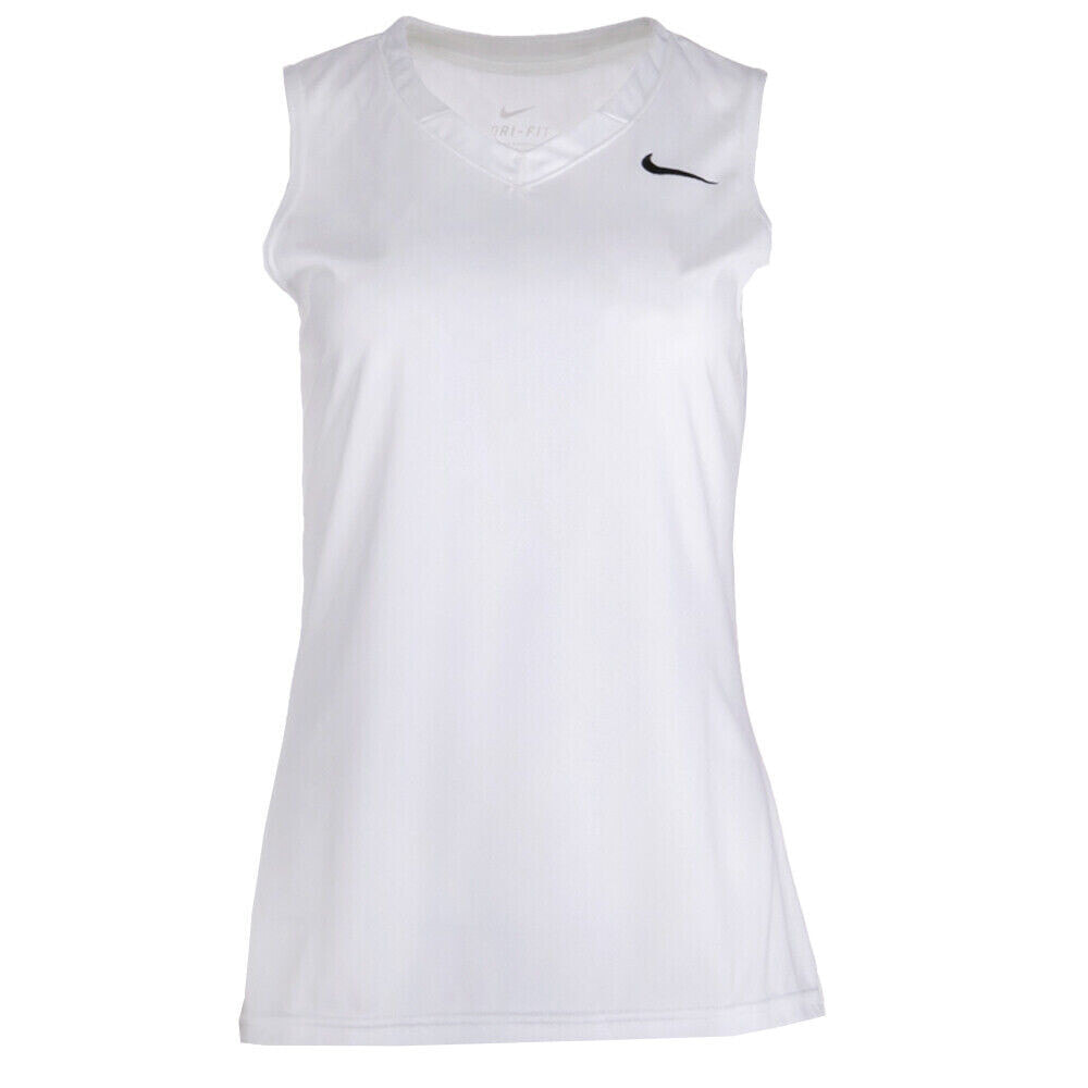 Nike Lacrosse Crew Neck Athletic Tank Top Womens White Casual Athletic 707103-1