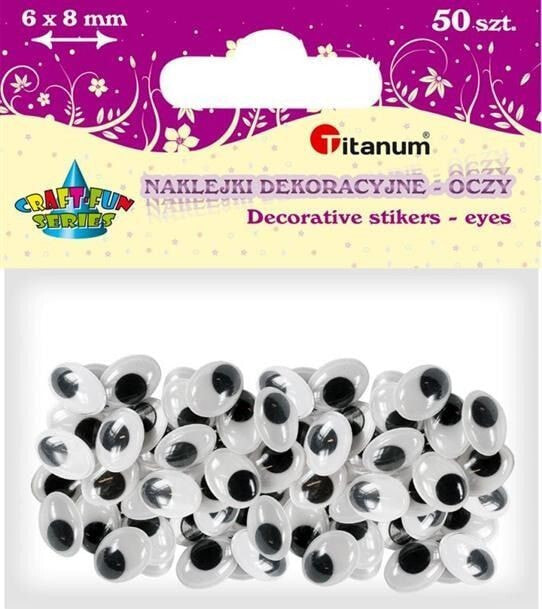 Titanum Moving eyes 6x8mm self-adhesive 50pcs, CRAFT-FUN