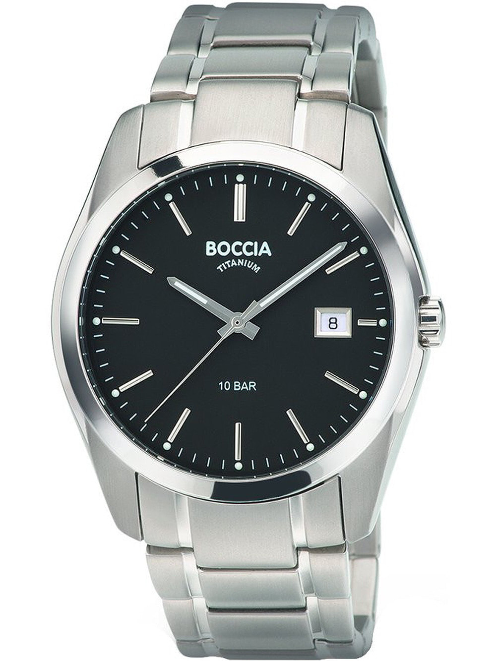 Мужские наручные часы с серебряным браслетом Boccia 3608-04 mens watch titanium 41mm 10ATM
