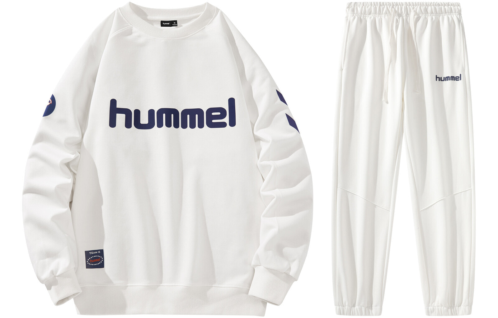 hummel 简约字母logo箭标印花圆领卫衣卫裤直筒套装 春秋 男女同款情侣款 / Hummel logo J224PW216