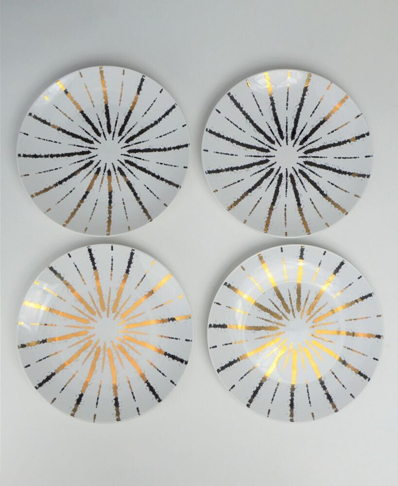 Euro Ceramica luminaire 4 Piece Salad Accent Plate Set