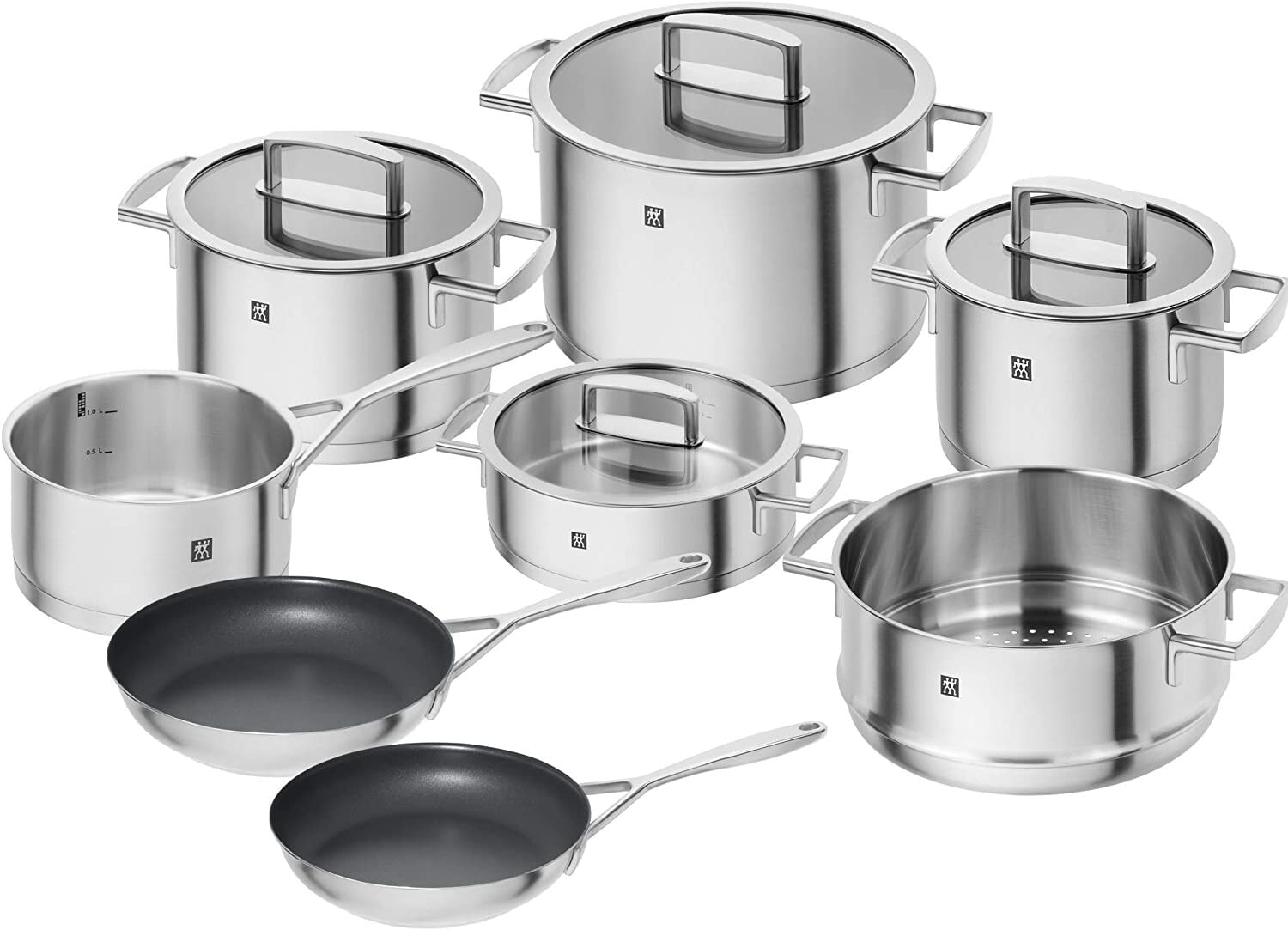 ZWILLING Essence Stainless Steel Saucepan Set, 4 Pieces, 3 Lids, Suitable for Induction Cookers