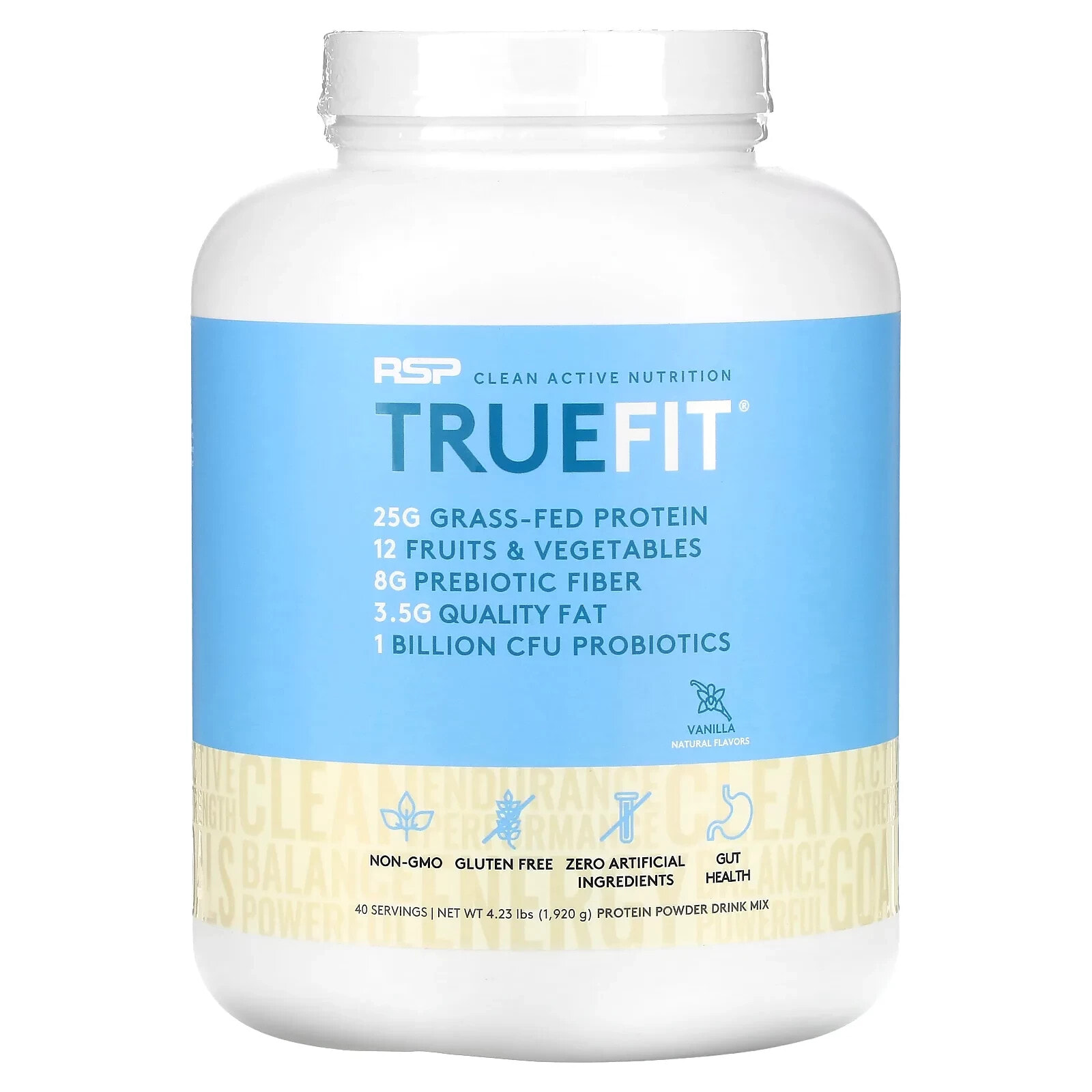 TrueFit, Grass-Fed Protein Powder Drink Mix with Fruits & Veggies, Vanilla, 4.23 lbs (1,920 g)