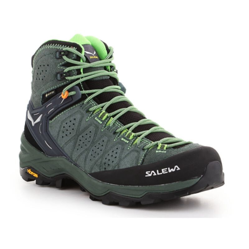 Мужские кроссовки спортивные треккинговые зеленые  текстильные высокие демисезонные Salewa Ms Alp 2 Mid Gtx M 61382-5322 trekking shoes