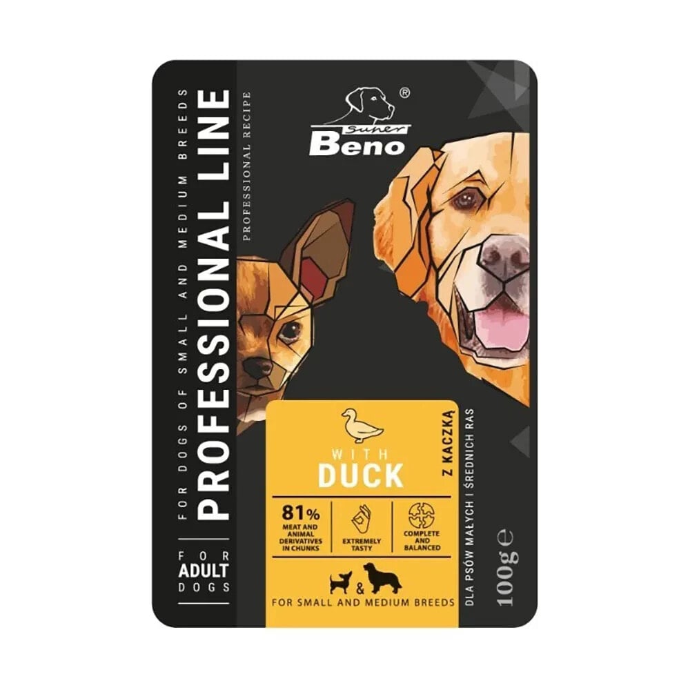 SUPER BENEK Super beno adult small and medium duck wet dog food 100g