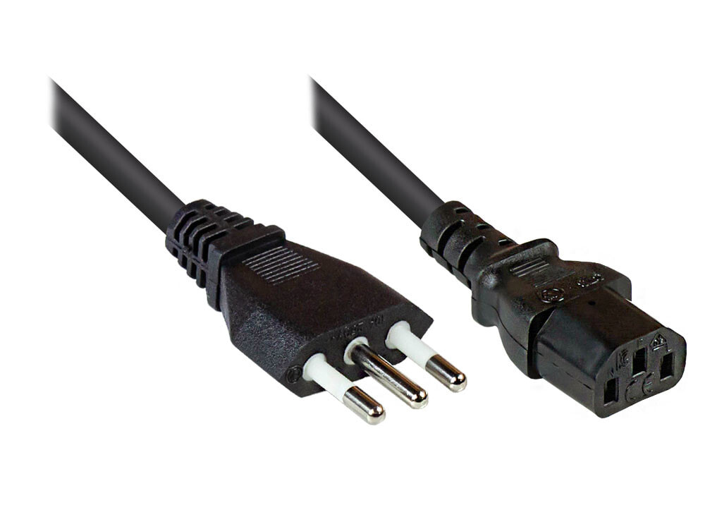 Alcasa 1500-IT010 кабель питания Черный 0,5 m Силовая вилка тип L Разъем C13