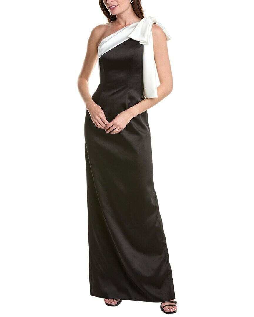 Rene Ruiz One-Shoulder Satin Column Gown Women's