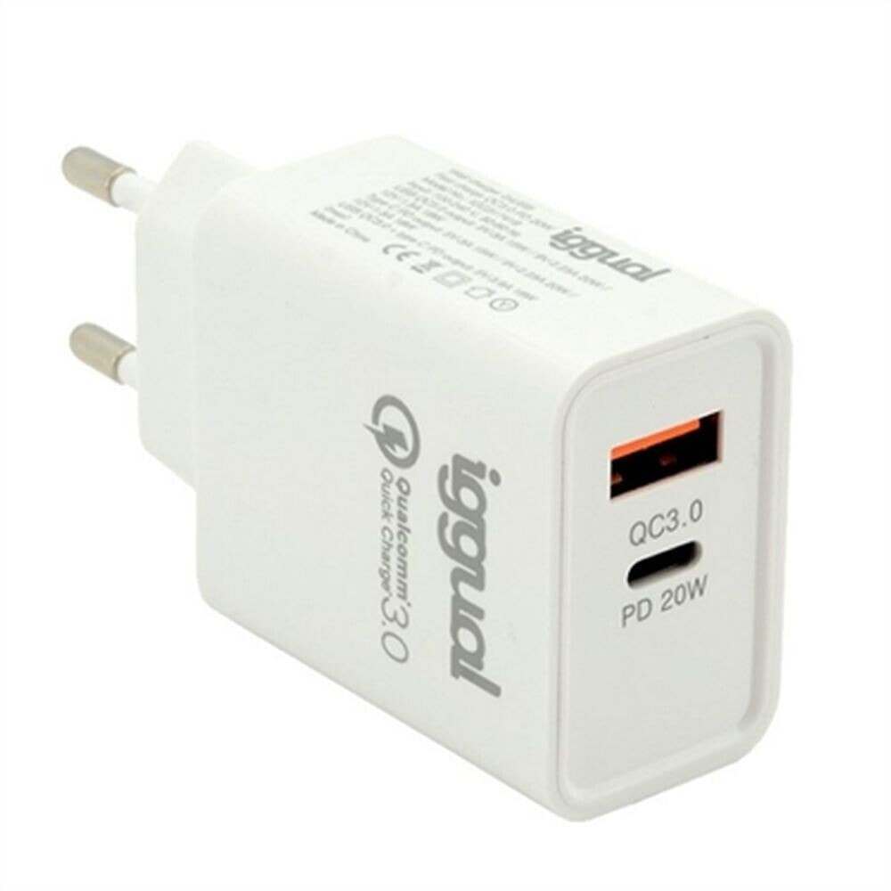 iggual IGG317419 зарядное устройство для мобильных устройств Универсальная Белый USB Быстрая зарядка Для помещений