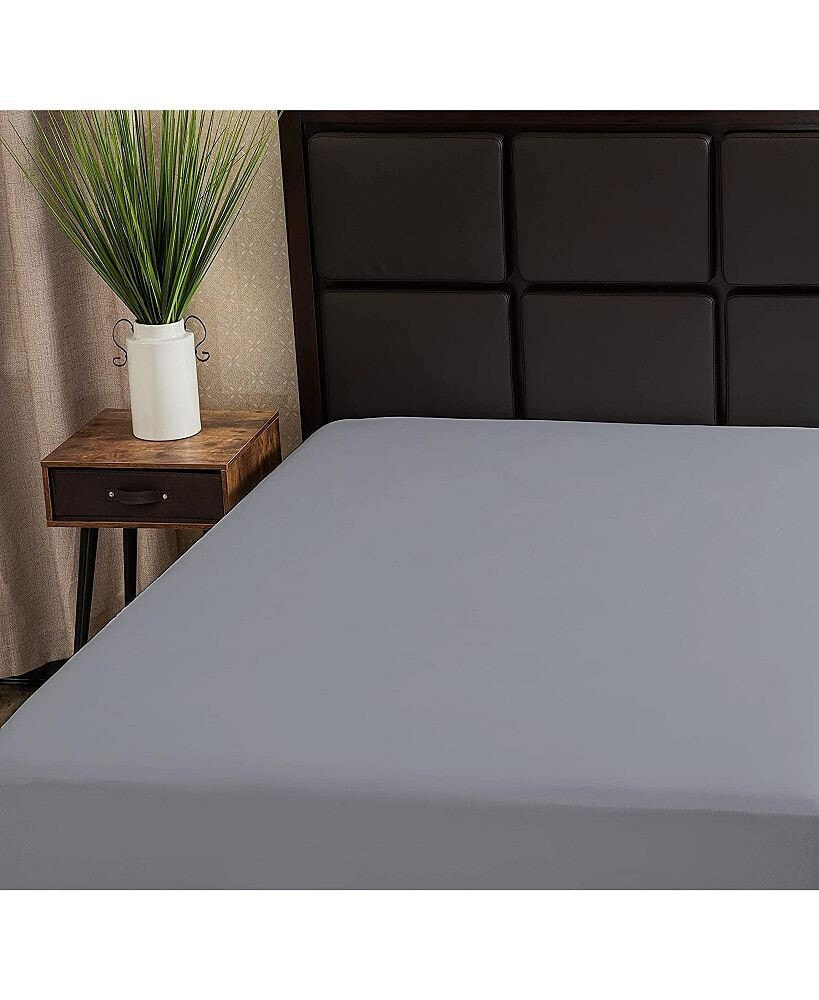 Premium Percale Poly / Cotton 300TC Fitted Dark Grey Sateen Sheets
