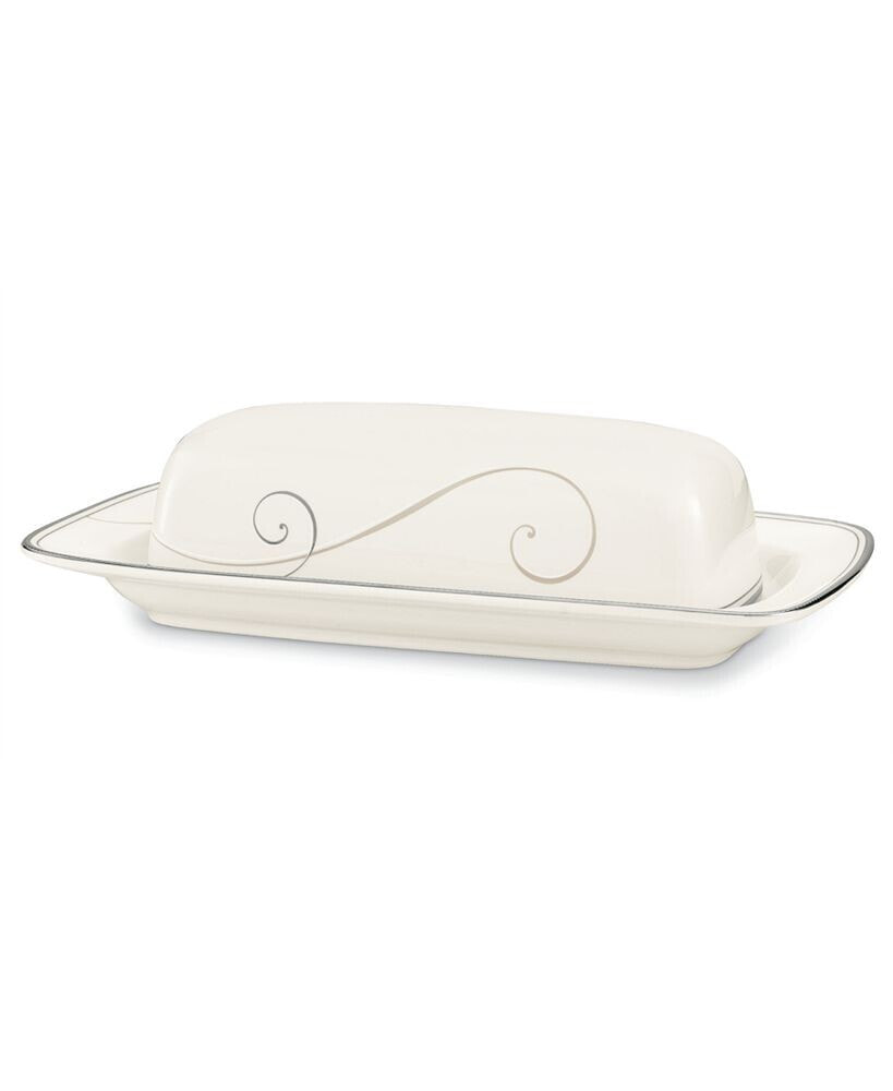 Dinnerware, Platinum Wave Covered Butter Dish