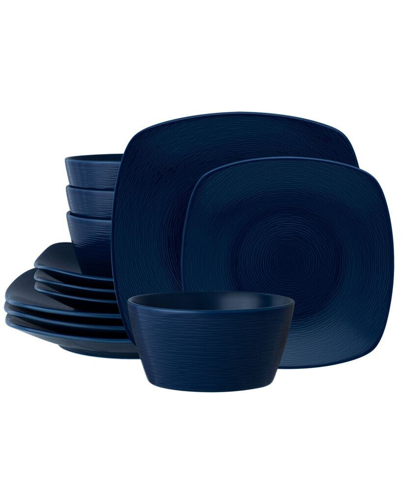 Non Swirl Square Set 12 Piece Dinnerware Set, Service For 4