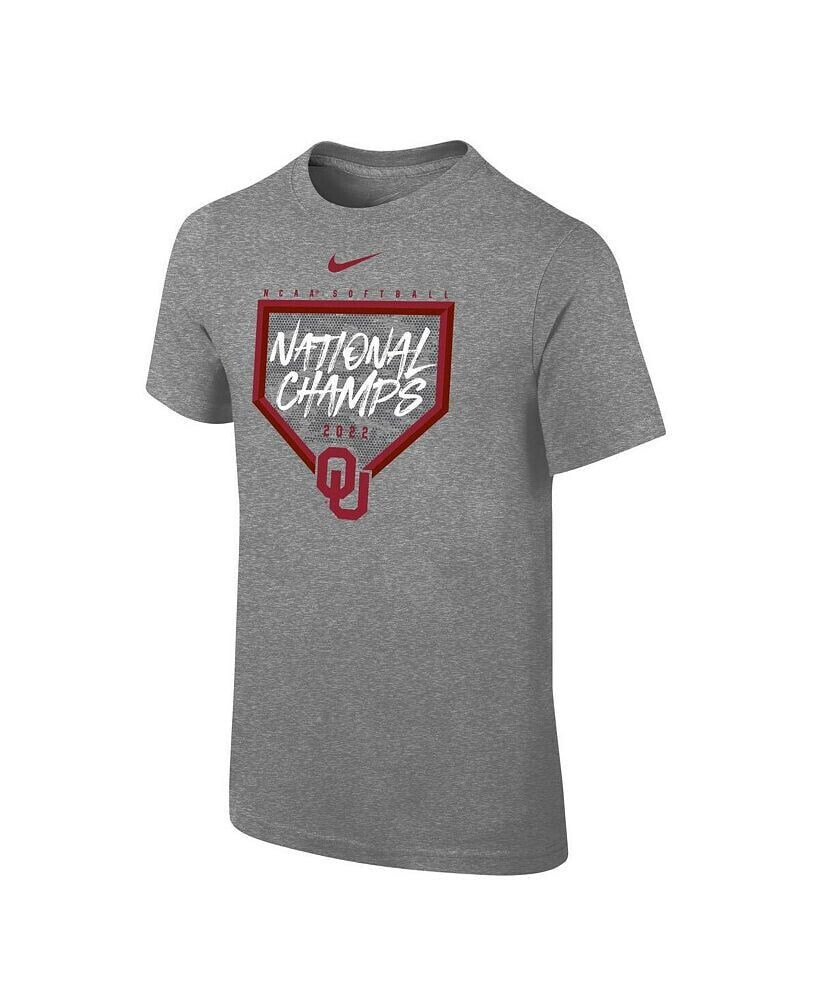 Nike youth Boys Heathered Gray Oklahoma Sooners 2022 NCAA Softball Women's College World Series Champions T-shirt