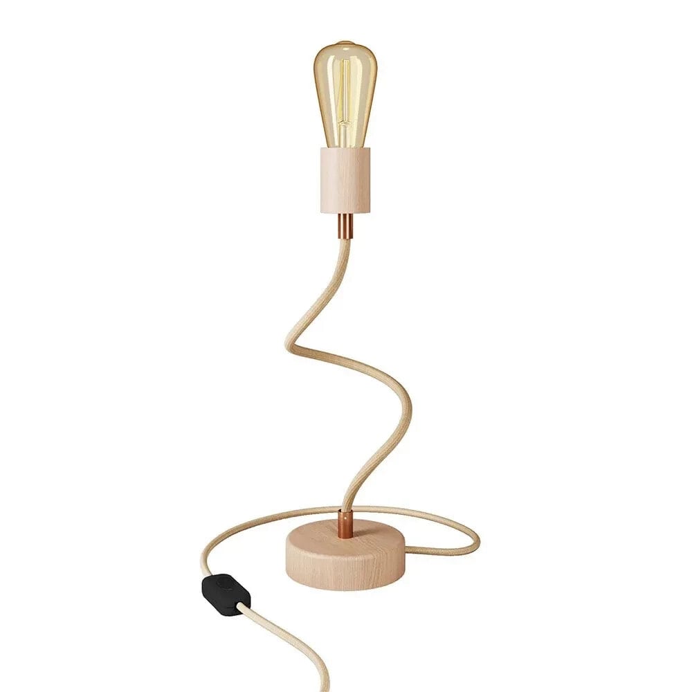 CREATIVE CABLES english Articulated wooden table lamp with diffused light-table flex wood with plug-with bulb