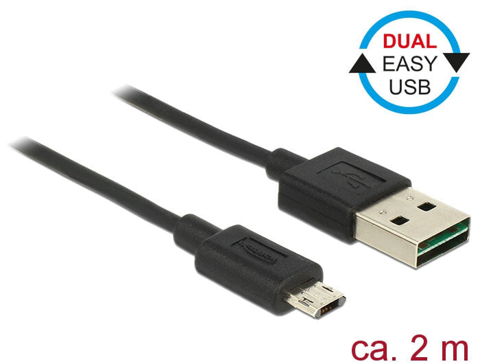 DeLOCK 83850 USB кабель 2 m 2.0 USB A Micro-USB B Черный