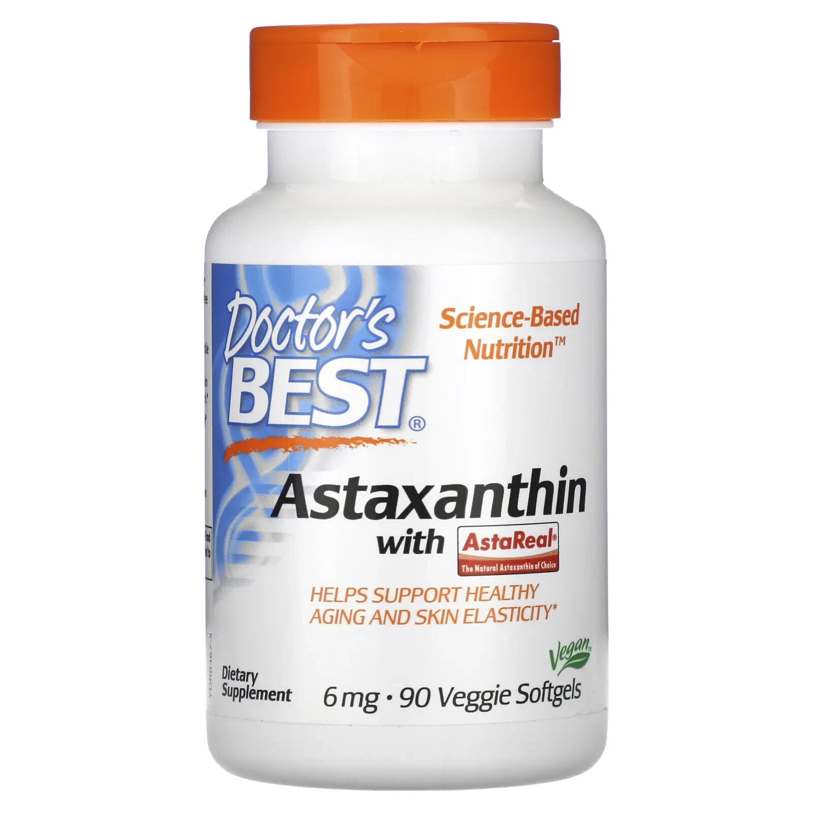 Doctor's Best, астаксантин с AstaReal, 6 мг, 90 растительных капсул