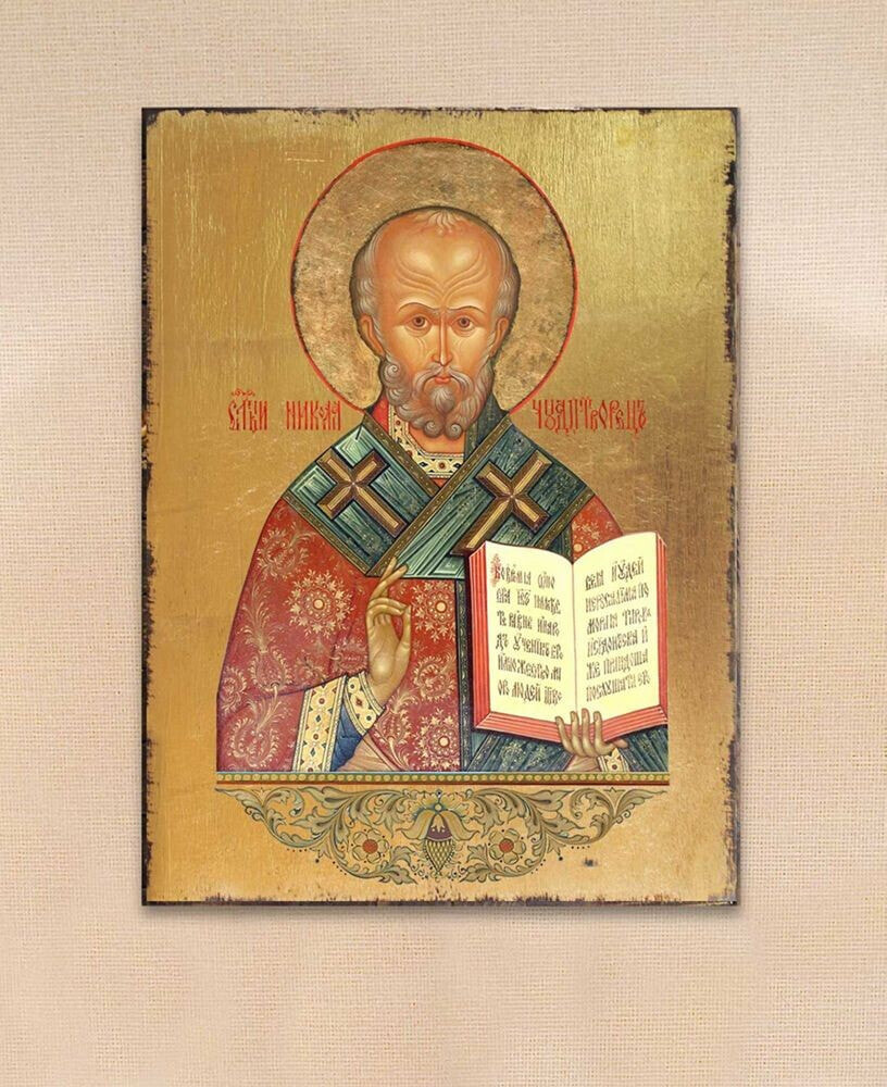 Designocracy icon Saint Nicholas Wall Art on Wood 8