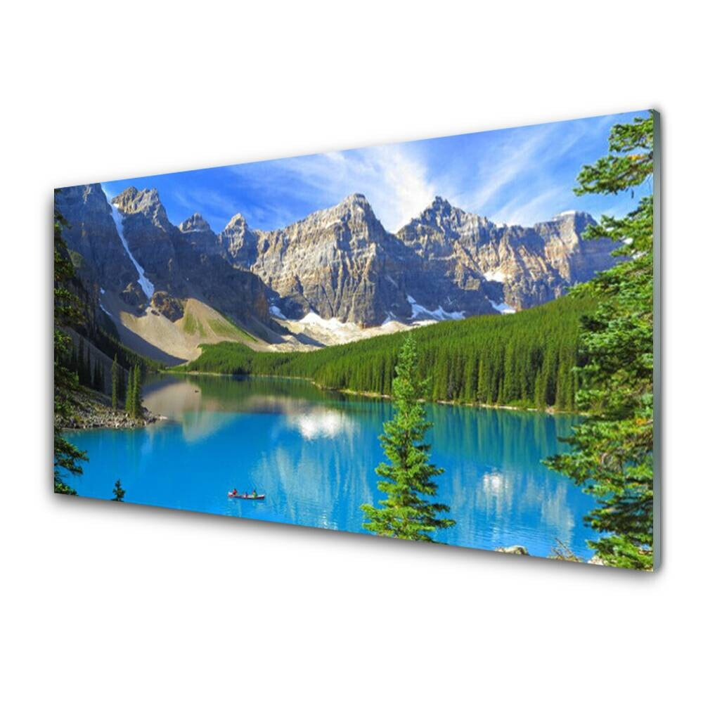 Glasbild See Gebirge Wald Landschaft