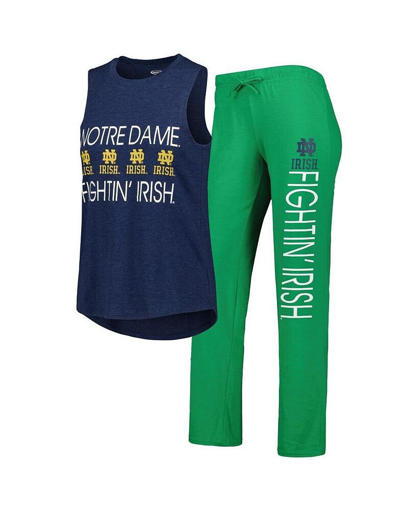 Concepts Sport women's Heather Green, Heather Navy Notre Dame Fighting Irish Tank Top and Pants Sleep Set
