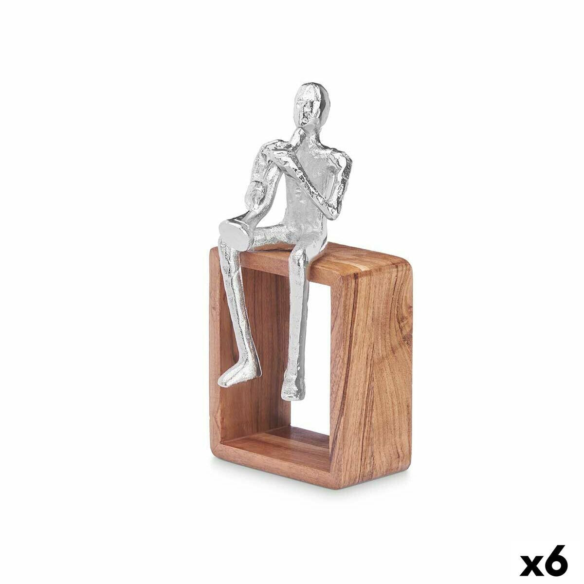 Decorative Figure Saxophone Silver Wood Metal 13 x 27 x 13 cm