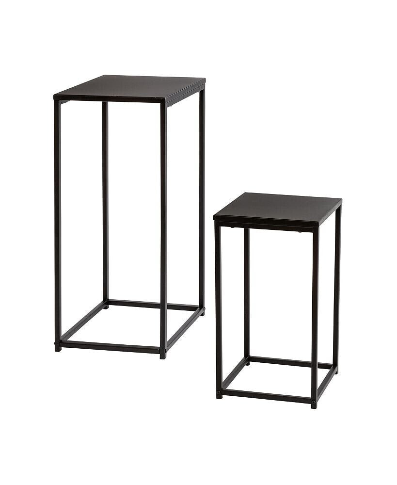 Honey Can Do set of 2 Square Black Side Tables