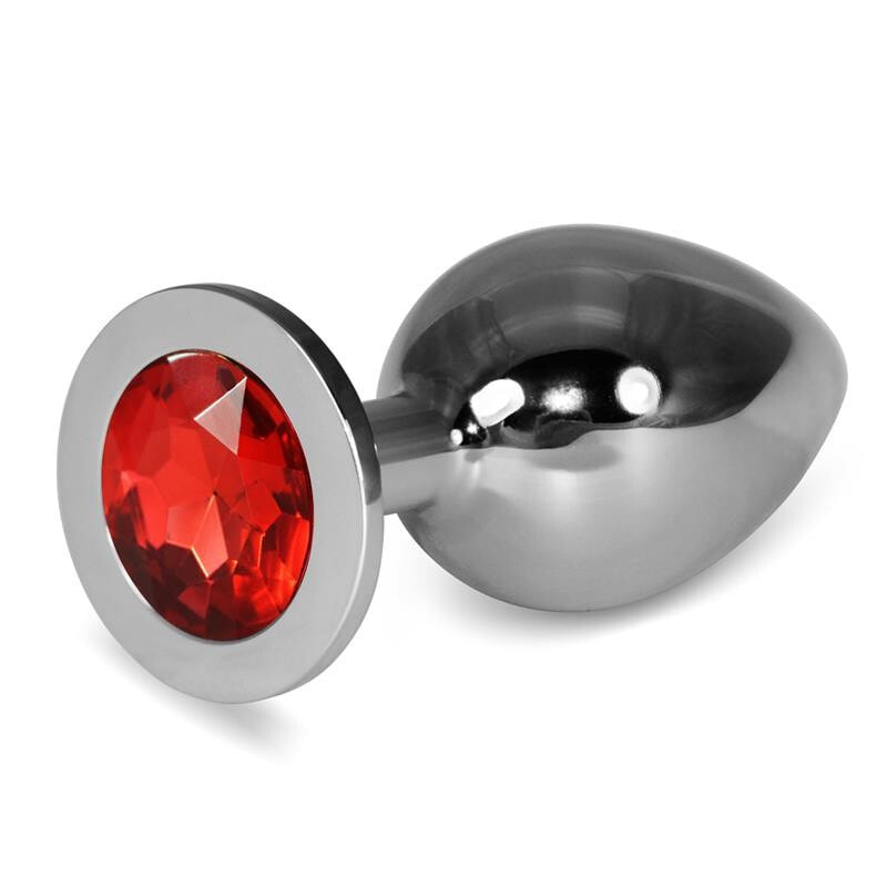 Плаг или анальная пробка LOVETOY Metal Butt Plug RoseBud Classic with Red Jewel Size L