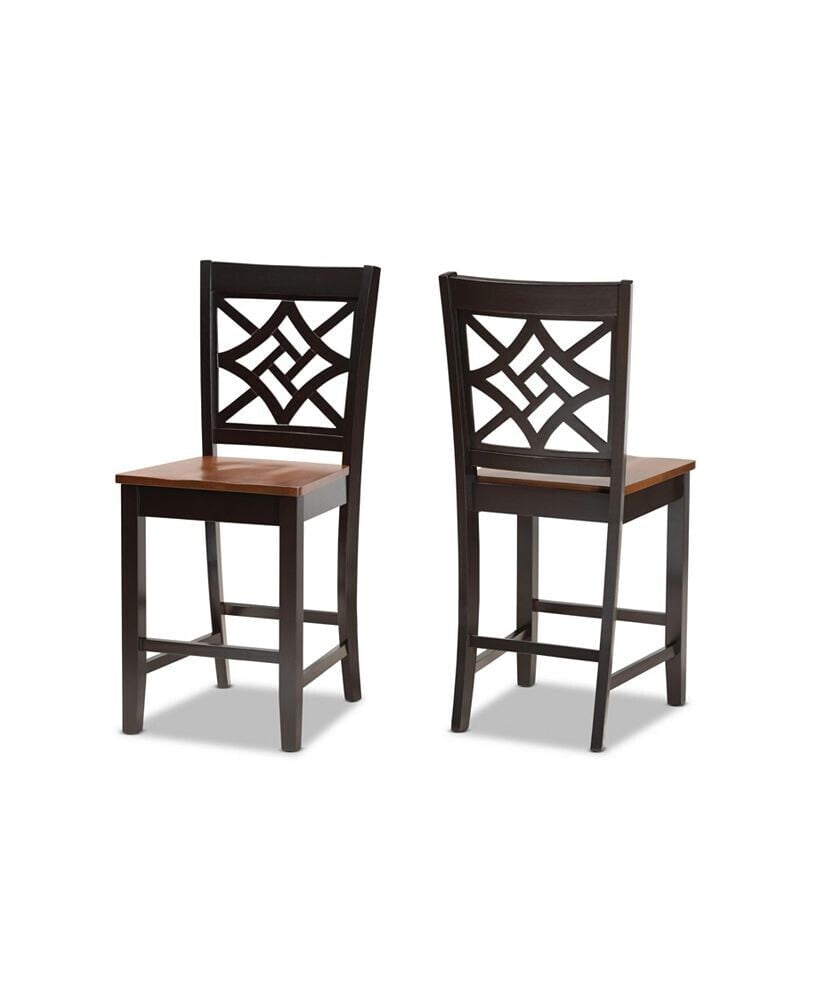 Baxton Studio nicolette Modern and Contemporary Wood Counter Stool Set, 2 Piece